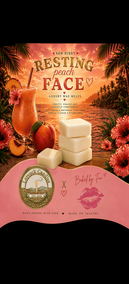 BAKED BY FIN X LAYCOCK CANDLES RESTING PEACH FACE  Luxury wax Melts