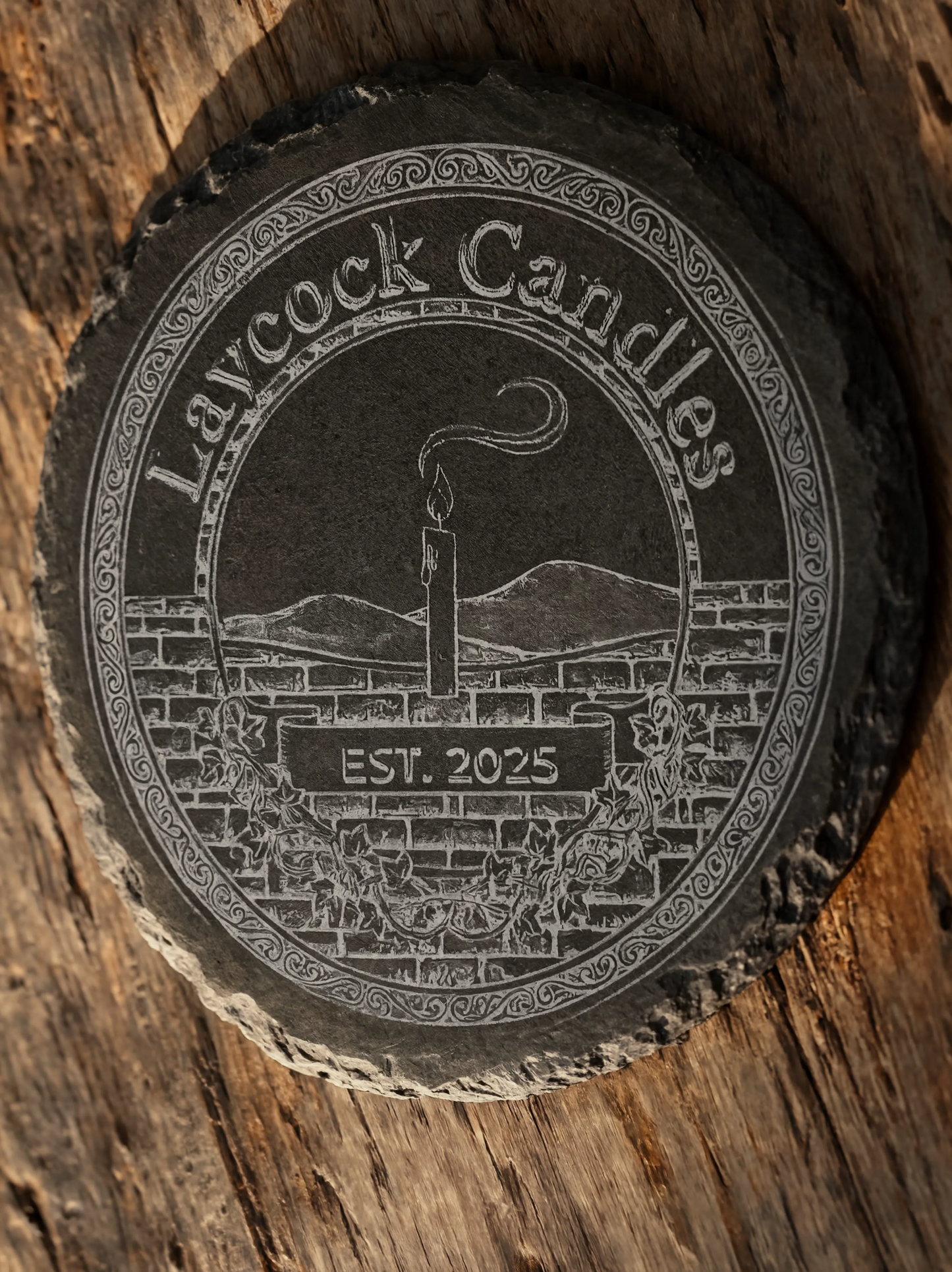Laycock Candles Signature Slate Coaster | Limited Edition | Laser Engraved Natural Slate