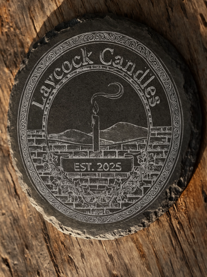 Laycock Candles Signature Slate Coaster | Limited Edition | Laser Engraved Natural Slate