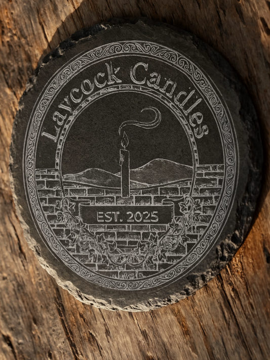 Laycock Candles Signature Slate Coaster | Limited Edition | Laser Engraved Natural Slate