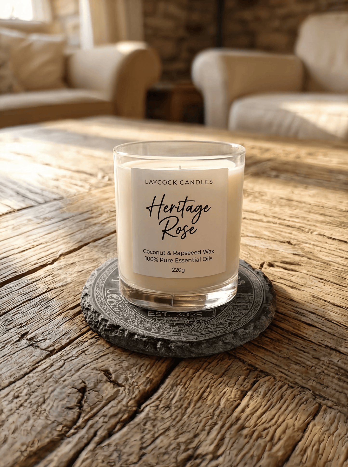 Laycock Candles Signature Slate Coaster | Limited Edition | Laser Engraved Natural Slate