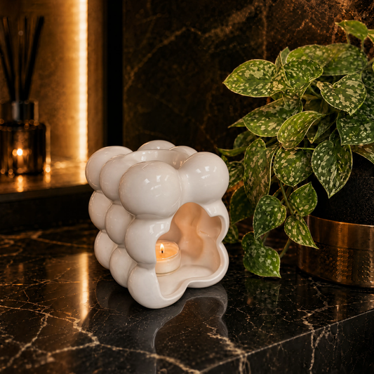 The Allegra White Luxury Ceramic Wax Melt Burner | Contemporary Home Fragrance | Laycock Candles