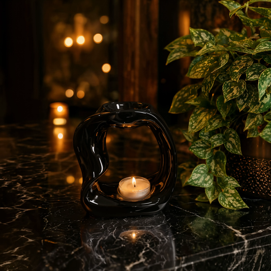 The Evelyn Black Luxury Ceramic Wax Melt Burner | Classic Home Fragrance | Laycock Candles