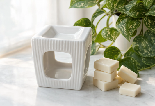 The Edith White Luxury Ceramic Wax Melt Burner | Minimalist Home Fragrance | Laycock Candles